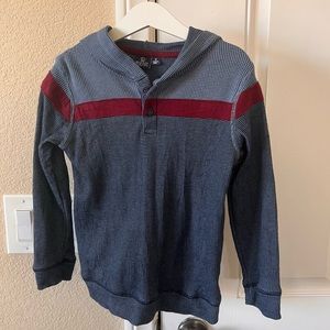 Boys Hooded Long-Sleeved Top Waffle Knit Material Size 6Y